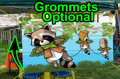 Flying Racoons, Animal Theme Face Cutout, 42x72" Photo Stand-in, Party Selfie Photo Prop