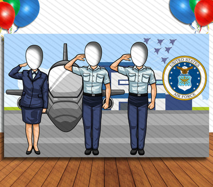 US Air Force Theme Face Cutout, 42x72" Photo Stand-in, Party Selfie Photo Prop