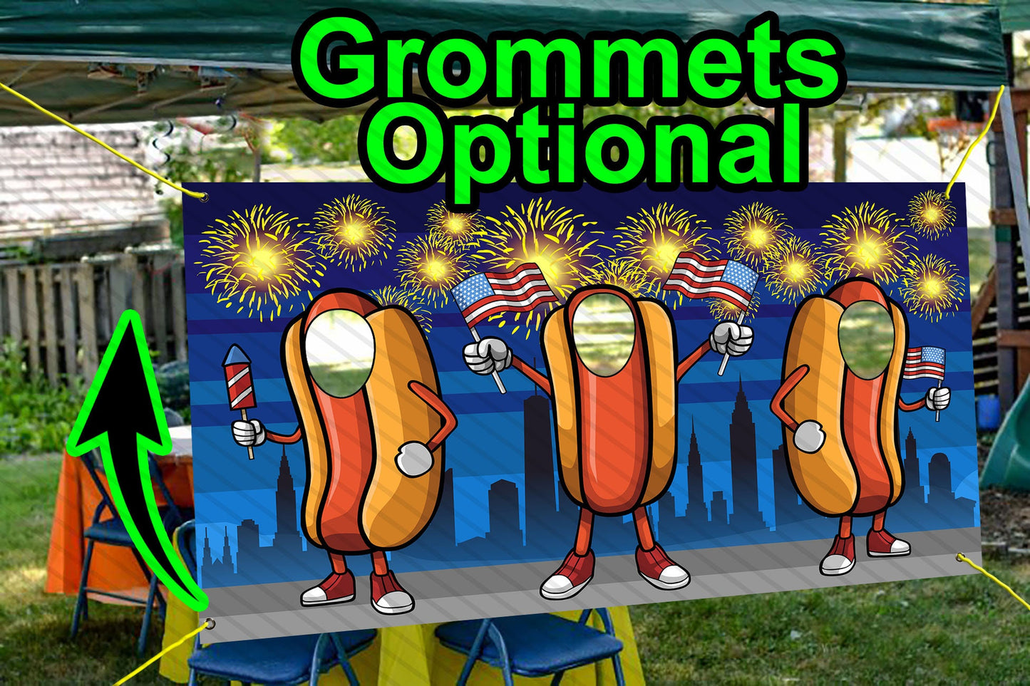 Hotdog, BBQ, 4th of July, Independence Day, Theme Face Cutout, 42x72" Photo Standee, Party Selfie Photo Prop