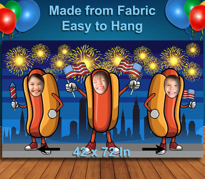 Hotdog, BBQ, 4th of July, Independence Day, Theme Face Cutout, 42x72" Photo Standee, Party Selfie Photo Prop