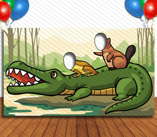 Swamp Animals, Crocodile, Frog, Beaver, Hole in Face, Party Selfie  Photo Prop, Animal Decoration