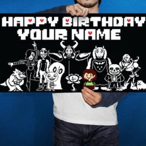 Undertale Birthday Banner, Video Game Poster, Personalized, Custom, Birthday Banner
