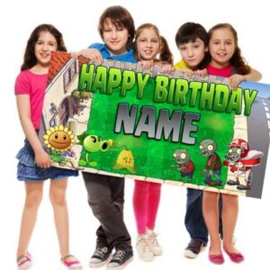 plants vs. Zombies, Personalized, Customized, Birthday Banner